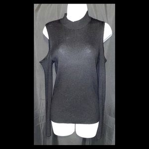 Ambiance cold shoulder black sweater